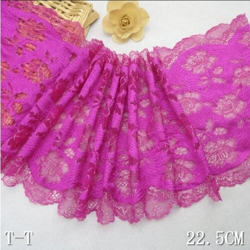 1 Meter High Quality RoseoLace Fabric Garment Accessories Decoration Crafts Sewing Elastic Lace Trim 23cm Width