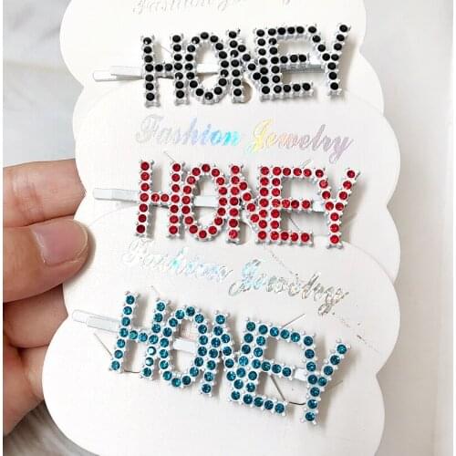 Fancy Fashion Hair Accessories Custom Hairpin English Letter Hair Clip PARTY HONEY GUTE Word Hair Clips for Girls Teenagers