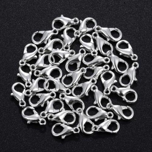 100pcs/lot Alloy Lobster Clasp Hooks Findings Connector For jewelry Making DIY jewelry Necklace Chain Supplies 10 12 14mm