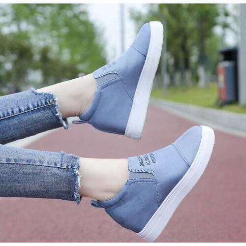 High heels sneakers women shoes solid round toe women sneakers 2021 new fashion wedges slip-on breathable casual shoes woman