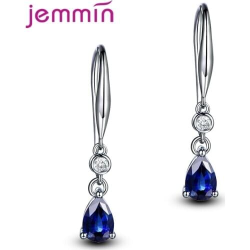Clear AAAA+ Zircon Dangle Earrings 925 Sterling Silver Waterdrop Earrings for Women Wedding Exquisite Ear Jewelry Gifts