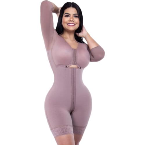 Adjustable Hook And Eye Front Closure Long Sleeve Women Shapewear With Bra Tummy Control Shapewear