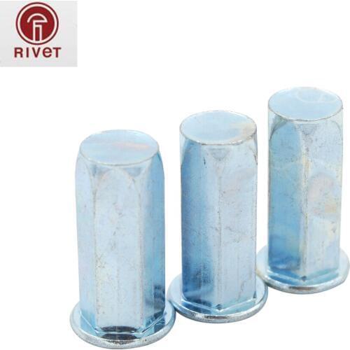 100/50PCS M4/M5/M6/M8/M10 Carbon Steel Flat Head Full Hex Hexagon Close End Rivet Nuts Insert Rivet Nut Multi Size