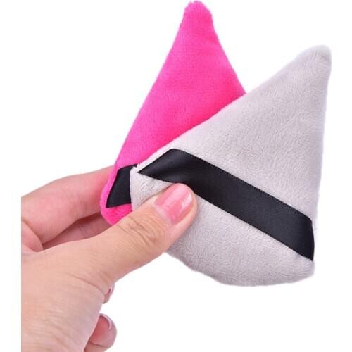 2pcs Triangle Velvet Powder Cosmetic Puff Mini Cosmetic Sponge Larger In Wet Foundation Makeup Cans Tools