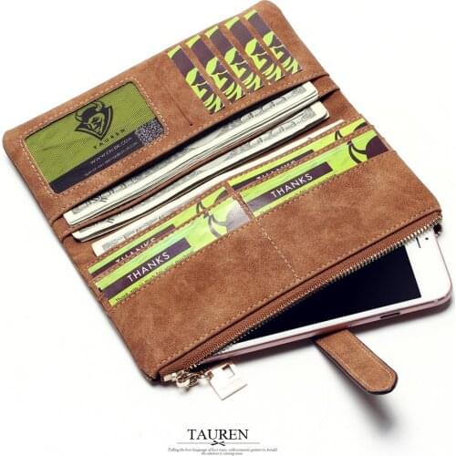 2020 New Fashion Women Wallets Drawstring Nubuck Leather Zipper Wallet Womens Long Design Purse Two Fold More Color Clutch