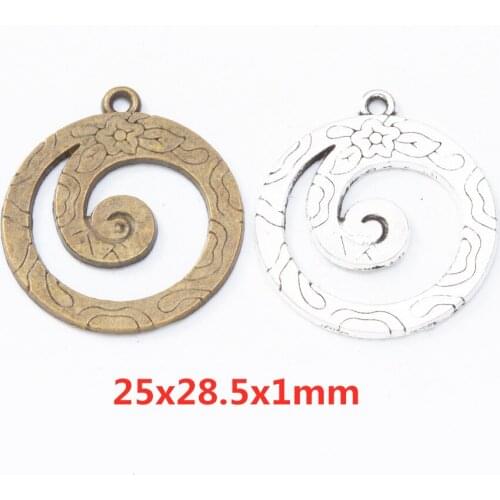 24 pieces of retro metal zinc alloy circular wave connector pendant DIY handmade jewelry necklace making 8364
