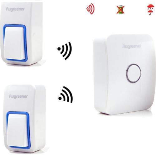 25 Tunes Wireless Cordless Doorbell Door Bell Chime,Two Buttons/Transmitters One Receiver No need battery,Water proof, AC220V