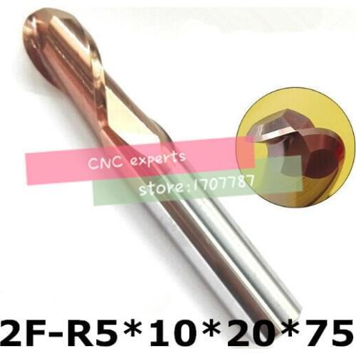 2f-r5*10*20*75,hrc60,material Carbide Square Flatted End Mill four 2 flute 10mm coating nano use for High-speed milling machine