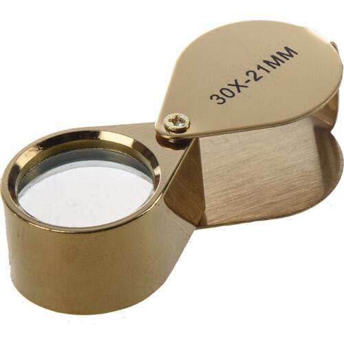 30X 21mm Jewelry Magnifying Glass Loupe Magnifier--Golden