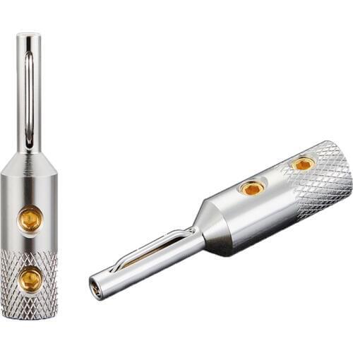 Viborg 4Pcs VB401S Pure Copper Silver Plated Banana Plug Speaker Cable Plug HIFI Audio Banana Plug
