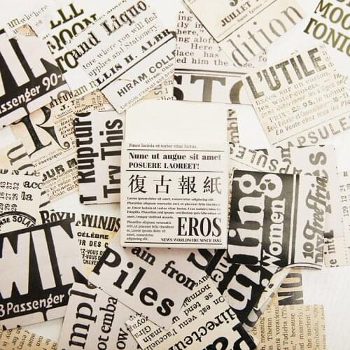 46pcs/Box Retro Vintage Newspapers Scrapbooking Seal Book Label Paper Stickers DIY Stationery Crafts Diary Mobile Decoration
