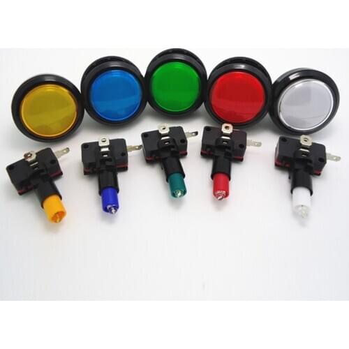 5pcs/lot 60mm Flat Illuminated LED arcade Push Button with Microswitch For JAMMA MAME 5 colors available