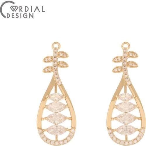 Cordial Design 20Pcs 14*40MM Jewelry Accessories/Hand Made/CZ Charms/Drop Shape/Earring Findings/DIY Jewelry Making/Pendant