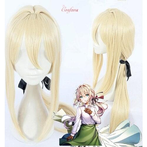 Anime Violet Evergarden Auto Memory Doll Cosplay Light yellow Wig+cap with Costume Outfits White Blouse + Green skirt + Gloves