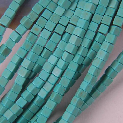 4MM Blue Howlite Cube Loose Beads Strand 16 Inch Jewelry For Woman Gift Making C208