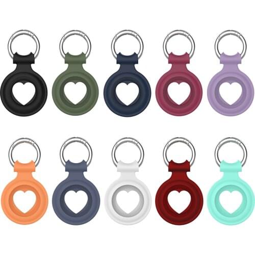 For Apple Airtags Anti-Lost Device Protective Sleeve Cute Heart-Shaped Silicone Locator Tracker Keychain Protective Sleeve