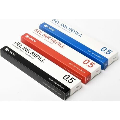 10pcs Blue/Black/Red/colorful ink For Xiaomi Pen KACO 0.5mm Signing PEN for School Office Smooth Writing Durable Signing Refill