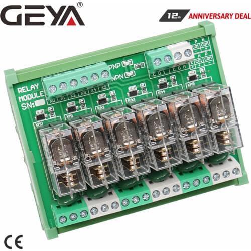 GEYA NG2R 6 Channel Omron Relay Module 5V 12V 24V 230V Relay Board PLC Control Omron Relay