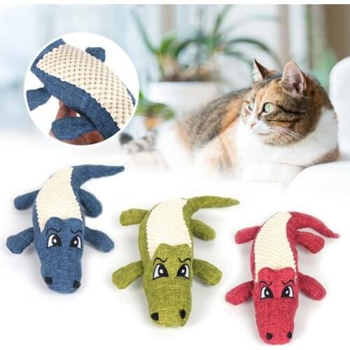 Pet Dog Toy Linen Plush Crocodile Animal Toy Dog Squeaky Noise Toy Cleaning Teeth Supplies Toy Tough Interactive Doll