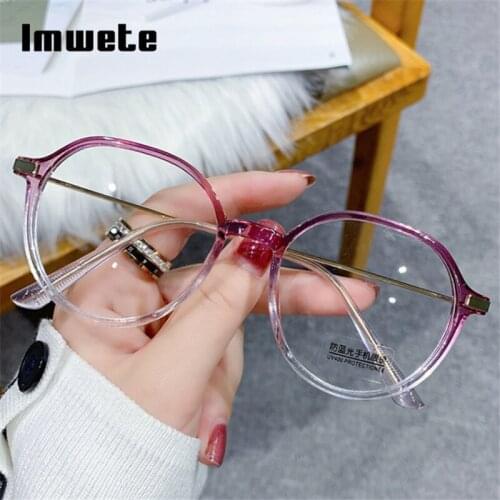 Imwete Fashion Gradient Womens Glasses Frame Anti-Blue Light Computer Spectacles Vintage Metal Optical Eyeglasses
