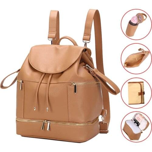 PU Leather Backpack Knapsack Diaper Bag Message Bag With Hooker Free Handbag Cosmetic Cell Phone Bag Travel Bag Bebe Accesorries