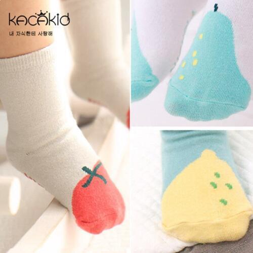 Kacakid Spuer Cute Pear Lemon Strawberry Newborn Baby Boys Girls Cotton Anti Slip Socks Children Kids Cartoon School Socks