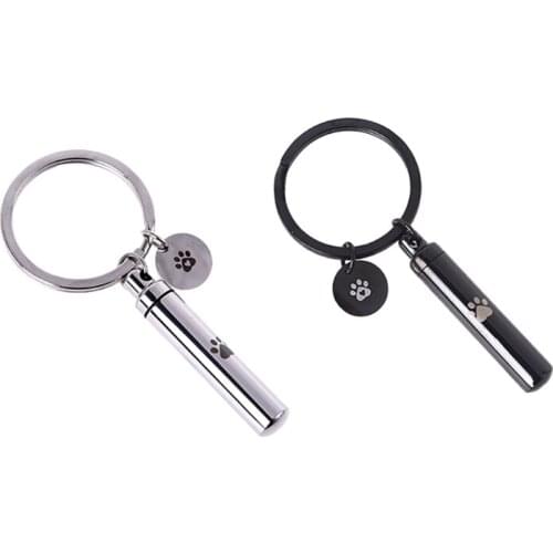 Cremation Jewelry Urn Keychain Pet Memorial Ash Holder with Cute Paw Charm Dog Cat Memorial Keepsake Human Ash Holder