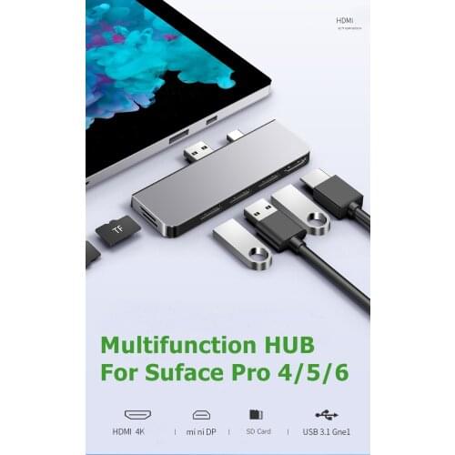 Multifunction HUB Mini Diplayport To HDMI USB3.0 SD for Surfac Por 4 5 6 Converter Adapter