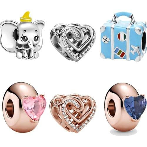 Original fit pandora bracelet cute charms Dumbo Love heart bead diy pendant jewelry for women gift trinket charm