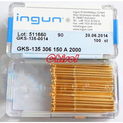 Original INGUN 100pcs/set 100mil Test Needle GKS135306150A2000 Spring Probe Test Pins Needles