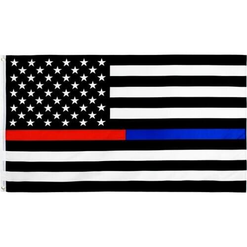 Jennifer hanging 90*150cm Thin Red And Blue Line Dual American Flag Dual Line Flag