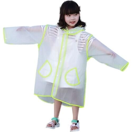 Transparent Raincoat Kids Overall Rain Poncho Tassel Hooded Waterproof Rain Cloak ChildrenS Raincoats For Girls And Boys