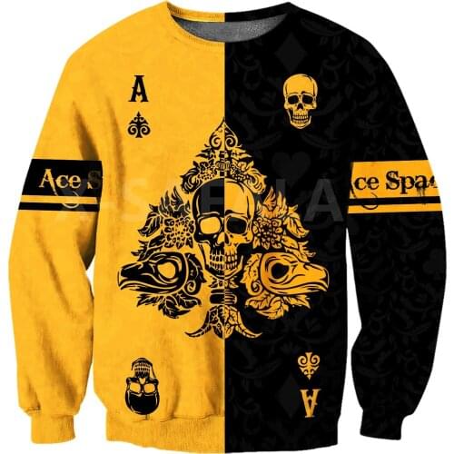 Poker Ace Spade 1 Skull 3D All Print Plus Hoodie Man Women Harajuku Outwear Zipper Pullover Sweatshirt Casual Unisex Jacket