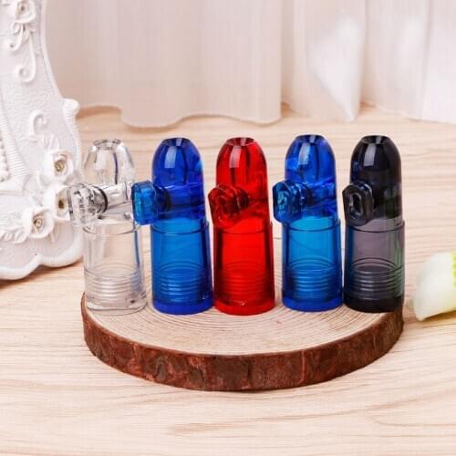 Portable Bullet Snuff Dispenser Snorter Rocket Shape Acrylic Bottle Nasal Box
