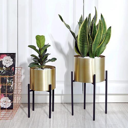 Golden Flower Pot Stainless Steel Wrought Iron Metal Flower Stand Home Decoration Flower Arrangement Potted Floor Stand