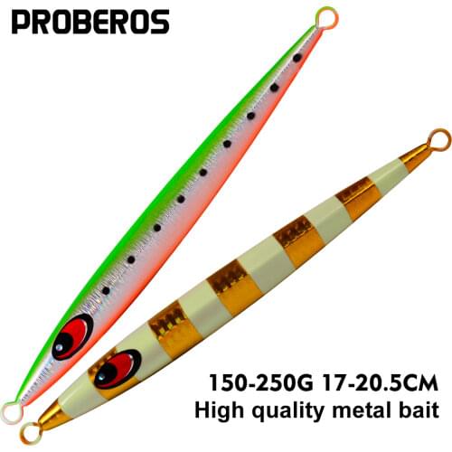 PROBEROS 1PC SLOWER Long Metal Jig Fishing Lures 150g-200g-250g Slow Cast Jigging Spoon Artificial Shore Casting Bait Sea Pesca