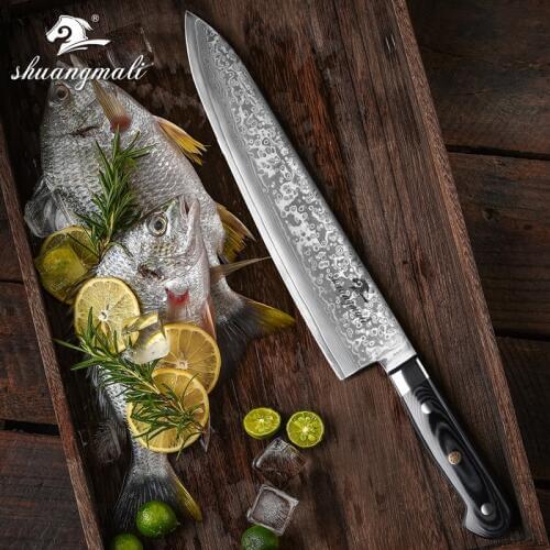 11 Inch Cleaver Chef Knive Professional Damascus Steel Utility Kitchen Knife Slicing Filleting Meat Knifes With Micarta Handle