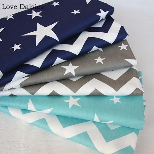 100% Cotton Twill Cloth Nordic wind Dark Blue Gray Star Chevron Zigzag DIY for Home Decor Patchwork Textile Chic Handwork fabric