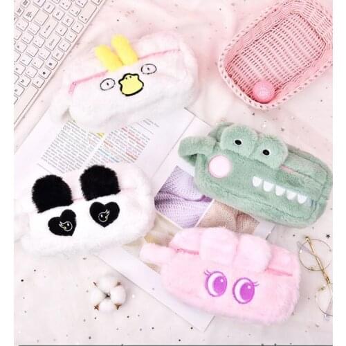 Storage bag ins net red student pencil bag Cute Animal Plush boy girl heart pencil case pencil