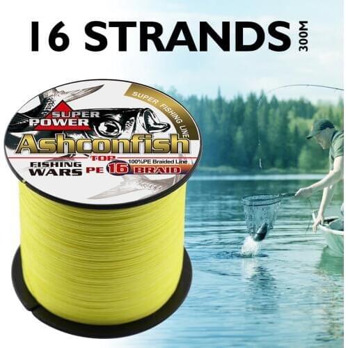 Super hollowcore sea fishing line 300M/328yards 16 strands strong braided wires rope 0.16mm-2.0mm line cords pe line 20LB-500LB
