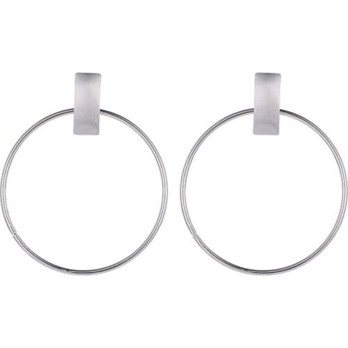 Trendy Hyperbole Trend Shine Gold Color Hollow Big Round Loop Metal Pendant Charm Bar Long Drop Dangle Women Earrings For Gift