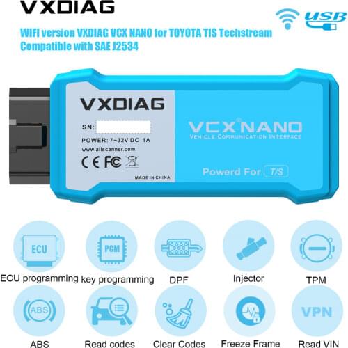 VXDIAG VCX For TOYOTA TIS Fully Compatible With SAE J2534 WIFI Version Support Software V10.10.0
