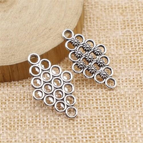 WYSIWYG 5pcs 29x17mm Motif Connections Charms Flower Connector Charms For Bracelet Making Motif Charms