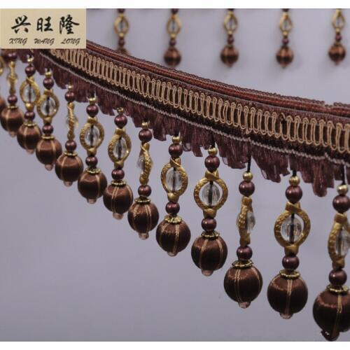 XWL 15M/Lot Crystal Beads Curtain Lace Trim DIY For Sewing Drapery Sofa Decorative Lace Ribbon Tassel Fringe Curtain Accessories