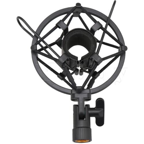 Yibuy 25mm Metal Condenser Microphone Mic Shock Mount Stand Holder Black