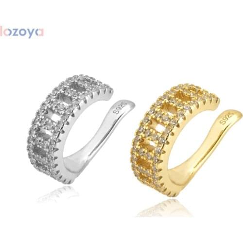 LOZOYA 925 Sterling Silver 2021 Fashion Hole Openwork Women Cuffs Earring Rock Punk Ear Cuff Luxury Earcuff Fashion Patry Jewel