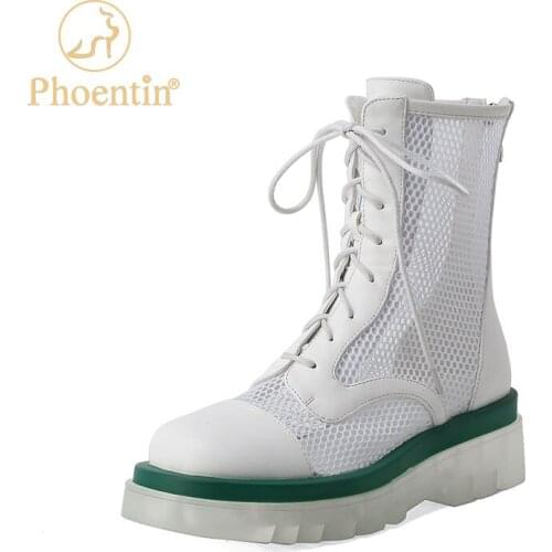 Transparent bottom Platform Cool Boots Summer Ankle Boots for Women 2021 Breathable Mesh Fashion Lace Up Shoes 34-43 FT1539