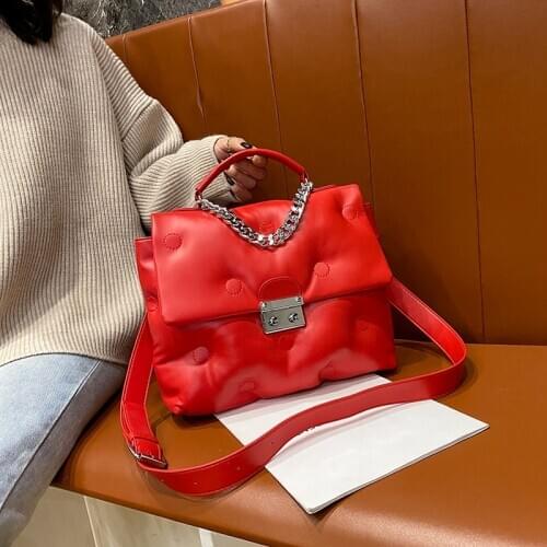 Women Messenger Bags Space Pad Cotton Female Bag Party Female Leather Shoulder Bags Fashion Feather Down Flap Bag for Girls Sac