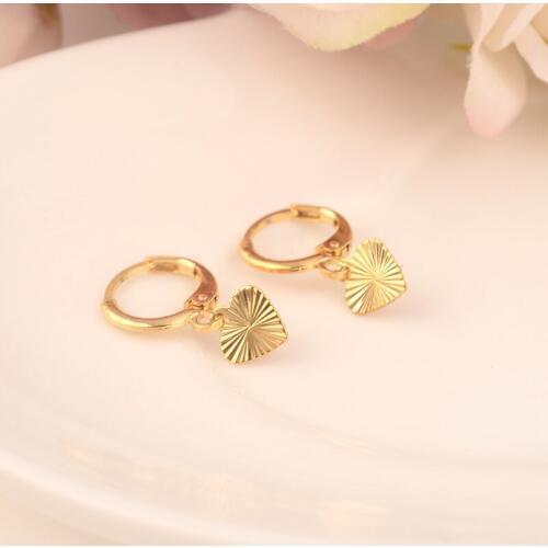 Bangrui Gold Color Heart Earrings Women/Girl,Love Trendy Jewelry for African/Arab/Middle kids children Eastern gift