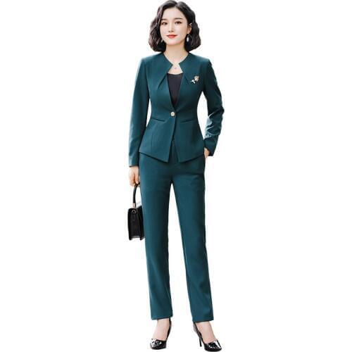 Womens Fashion Elegant Work Business Pants Set Single Button Blazer Jacket and Trousers Two-Piece Womens Office new Uniform